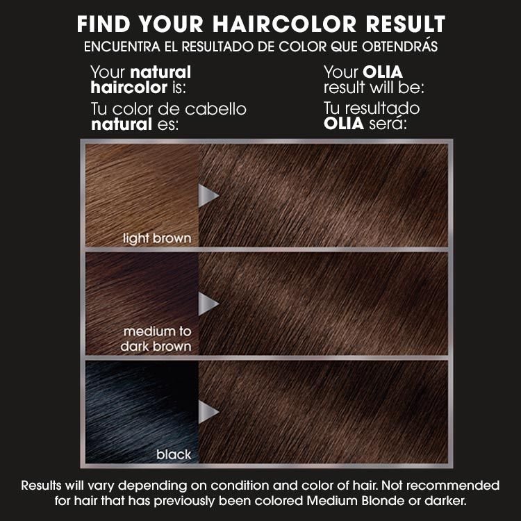 Olia 4.35 dark golden mahogany before after swatch